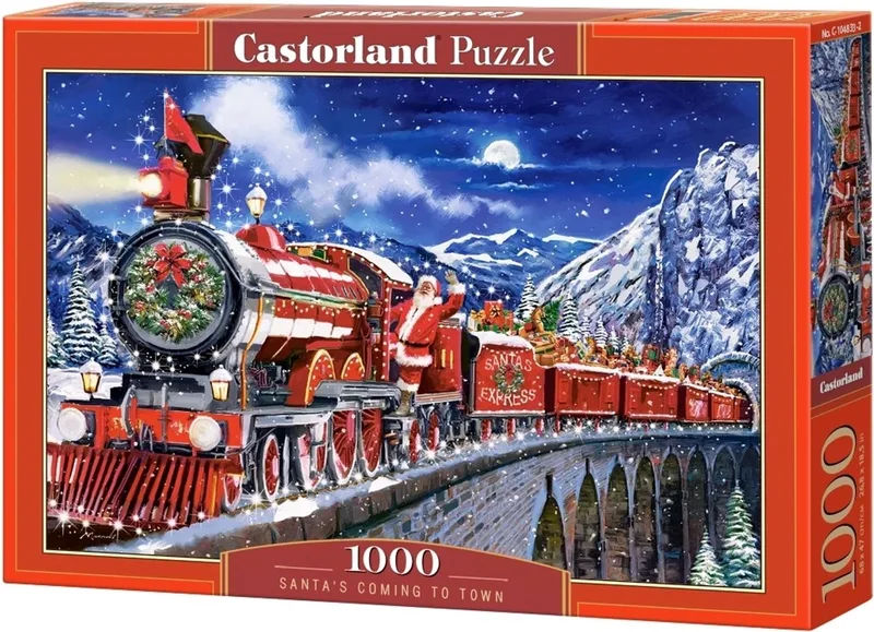 Puzzel – 1.000 stukjes – Satijnen afwerking – Perfecte pasvorm – Europese kwaliteit fra Castorland, Santa's Coming to Town-udgave – æske
