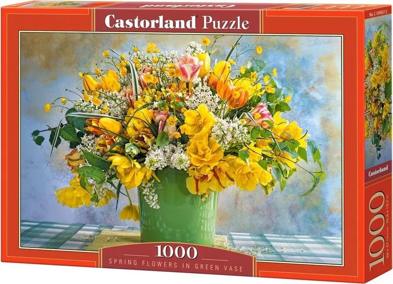 Puzzel – 1.000 stukjes – Satijnen afwerking – Perfecte pasvorm – Europese kwaliteit fra Castorland, Spring Flowers in Green Vase-udgave – æske