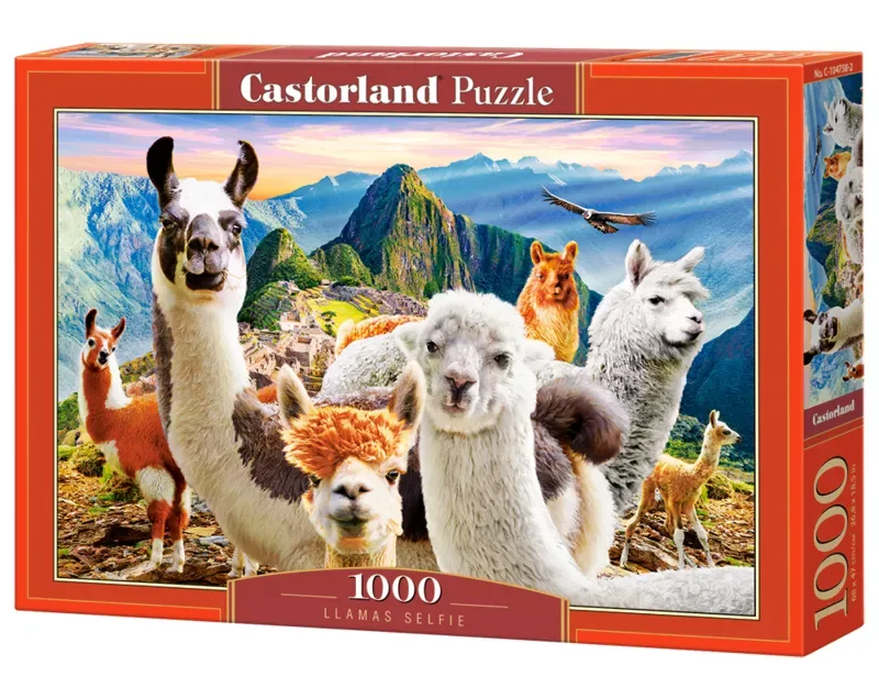 Puzzel – 1.000 stukjes – Satijnen afwerking – Perfecte pasvorm – Europese kwaliteit från Castorland, utgåva Llamas Selfie – kartong 2 av 2