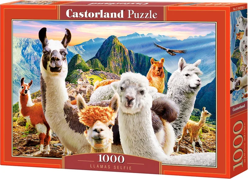 Puzzel – 1.000 stukjes – Satijnen afwerking – Perfecte pasvorm – Europese kwaliteit från Castorland, utgåva Llamas Selfie – kartong 1 av 2