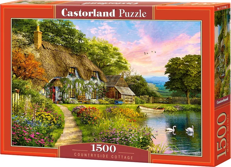 Puzzel – 1.500 stukjes – Satijnen afwerking – Perfecte pasvorm – Europese kwaliteit fra Castorland, Countryside Cottage-udgave – æske 1 af 2