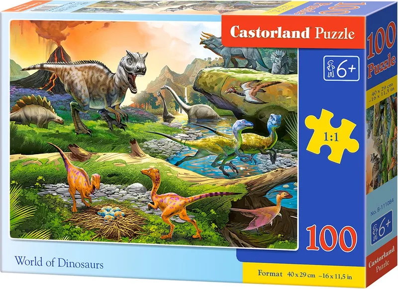 Puzzel – 100 stukjes – Dinosaurussen – Premium kwaliteit from Castorland, World of Dinosaurs edition – box