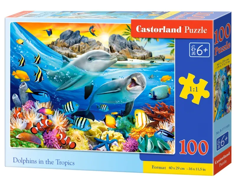 Puzzel – 100 stukjes – Dolfijnen – Premium kwaliteit von Castorland, Ausgabe Dolphins in the Tropics – Schachtel 2 von 2