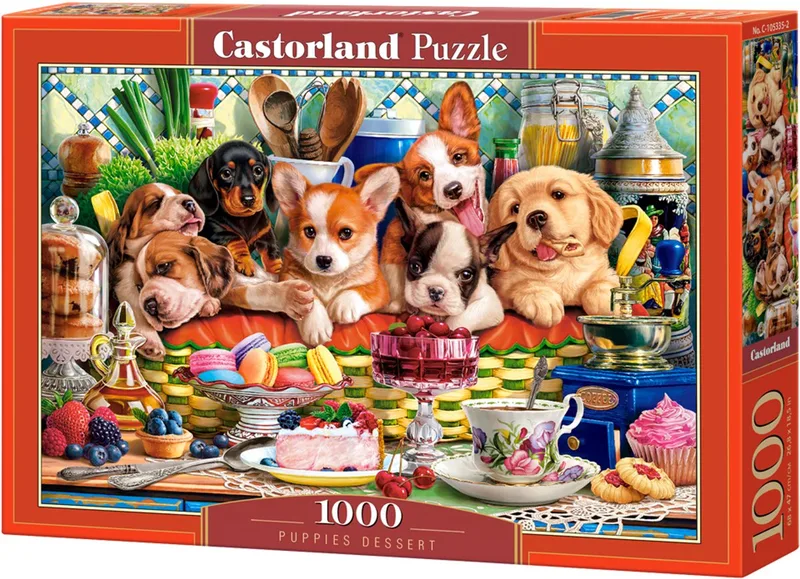 Puzzel – 1000 stukjes – Satijnen afwerking – Perfecte pasvorm – Europese kwaliteit from Castorland, Puppies Dessert edition – box 1 of 2