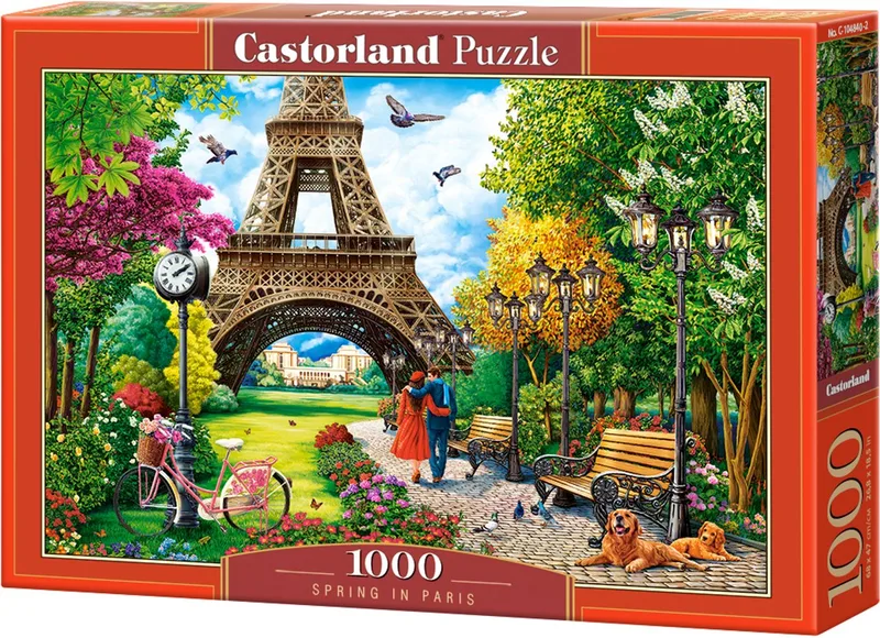 Puzzel – 1000 stukjes – Satijnen afwerking – Perfecte pasvorm – Europese kwaliteit fra Castorland, Spring in Paris-udgave – æske