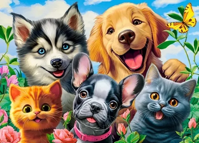 puzzel 120 stukjes: selfie met dieren de Castorland, édition Multicolore – boîte