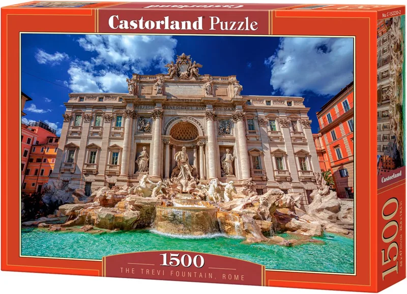 Puzzel – 1500 stukjes – Satijnen afwerking – Perfecte pasvorm – Europese kwaliteit fra Castorland, The Trevi Fountain-udgave – æske 1 af 2
