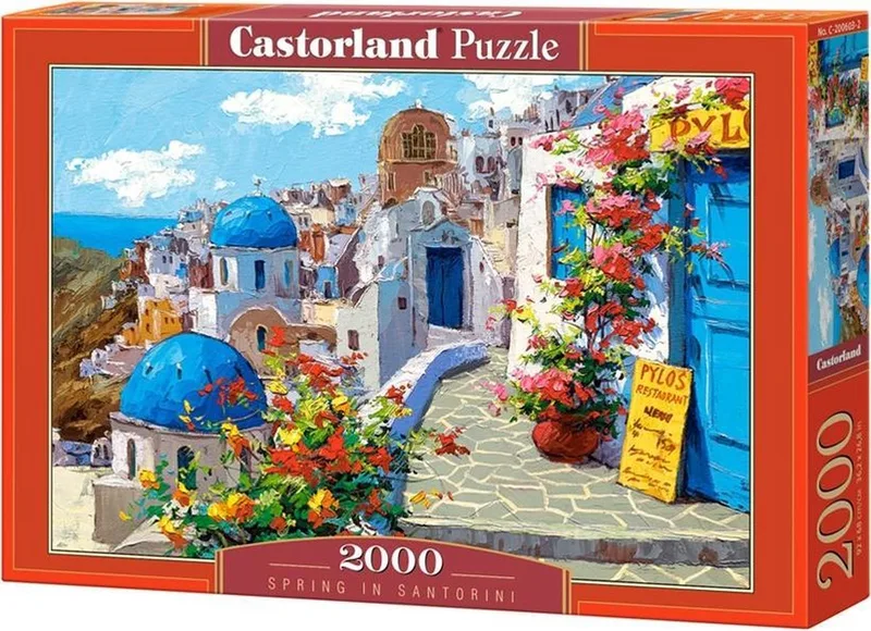 Puzzel – 2.000 stukjes – Satijnen afwerking – Perfecte pasvorm – Europese kwaliteit fra Castorland, Spring in Santorini-udgave – æske 1 af 2