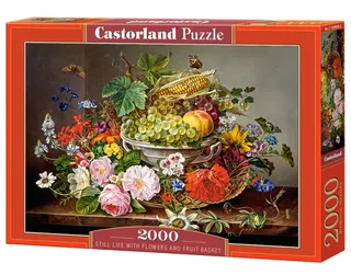 Puzzel – 2.000 stukjes – Satijnen afwerking – Perfecte pasvorm – Europese kwaliteit fra Castorland, Still Life with Flowers and Fruit Basket-udgave – æske 2 af 2
