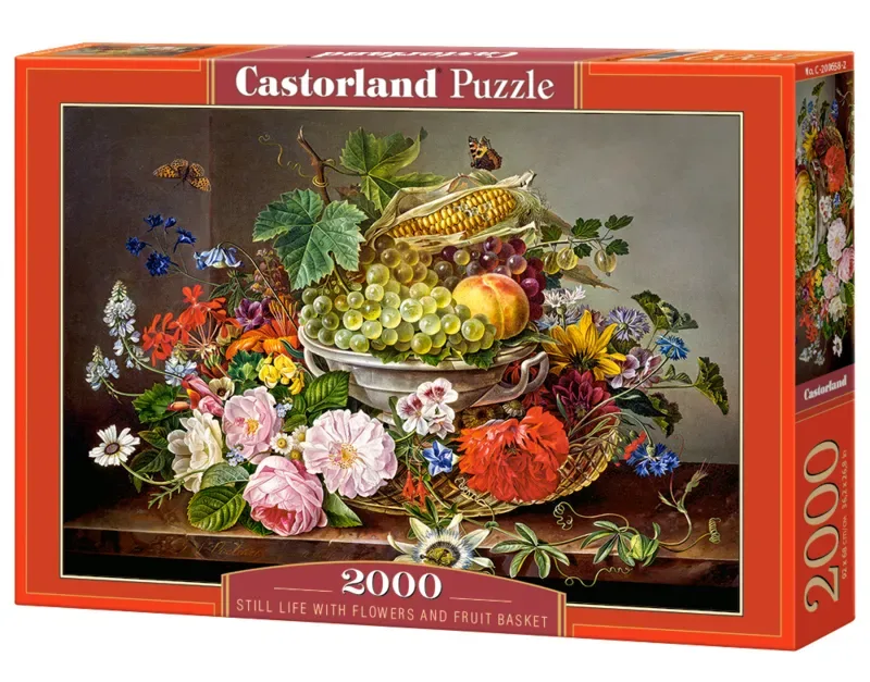 Puzzel – 2.000 stukjes – Satijnen afwerking – Perfecte pasvorm – Europese kwaliteit fra Castorland, Still Life with Flowers and Fruit Basket-udgave – æske 2 af 2