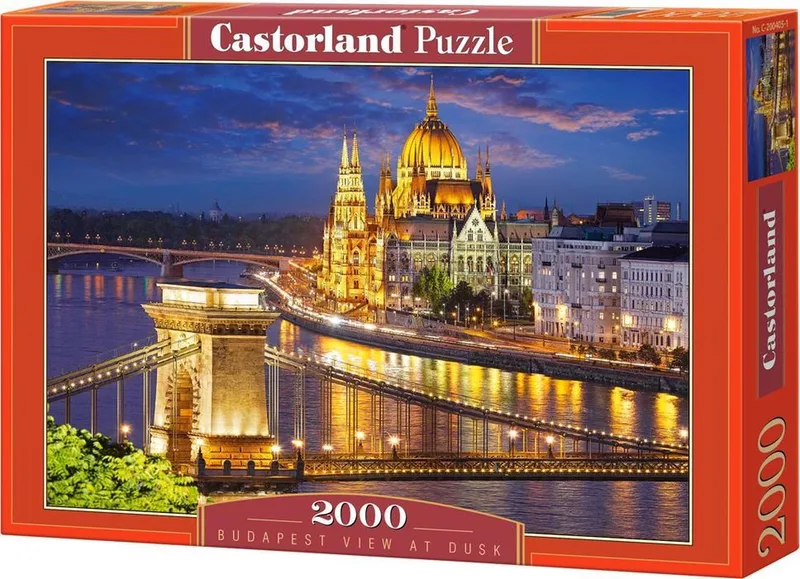 Puzzel – 2.000 stukjes – Satijnen afwerking – Perfecte pasvorm – Europese kwaliteit fra Castorland, Budapest View at Dusk-udgave – æske 1 af 2