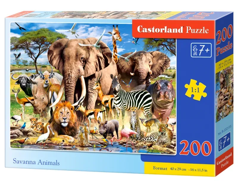 Puzzel – 200 stukjes – Dieren – Premium kwaliteit fra Castorland, Savanna Animals-udgave – æske 2 af 2