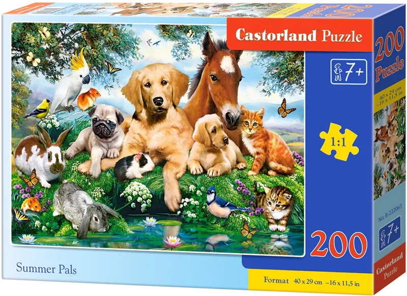 Puzzel – 200 stukjes – Dieren – Premium kwaliteit från Castorland, utgåva Summer Pals – kartong