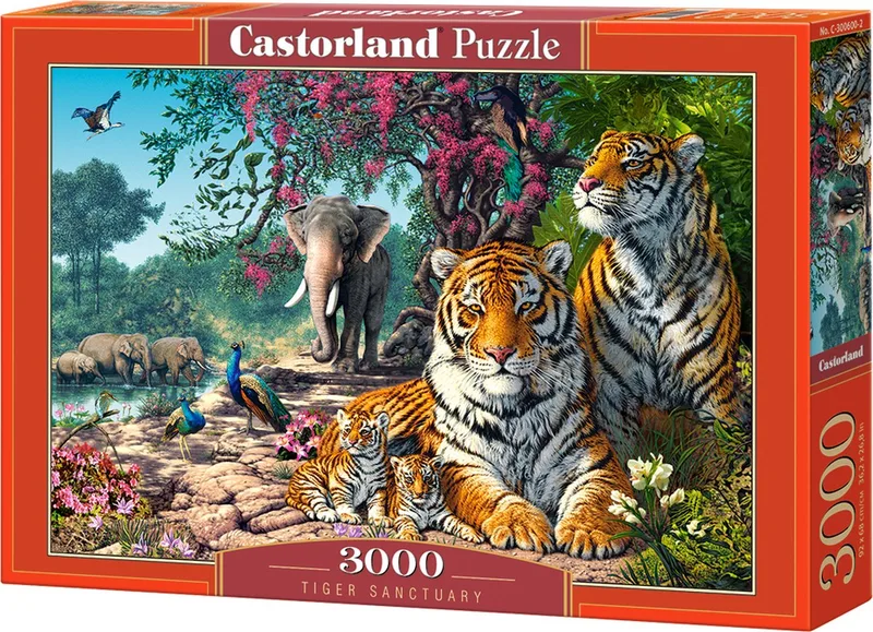 Puzzel – 3.000 stukjes – Satijnen afwerking – Perfecte pasvorm – Europese kwaliteit fra Castorland, Tiger Sanctuary-udgave – æske 1 af 2