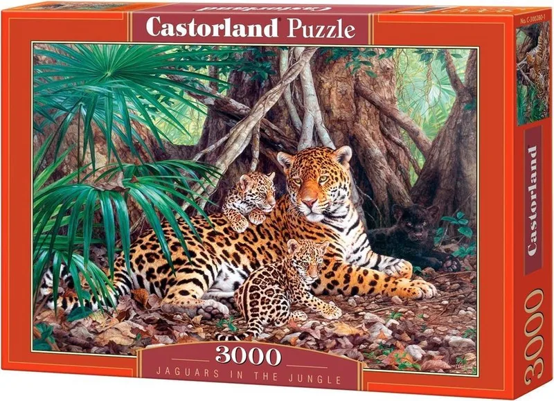 Puzzel – 3.000 stukjes – Satijnen afwerking – Perfecte pasvorm – Europese kwaliteit fra Castorland, Jaguars in the Jungle-udgave – æske