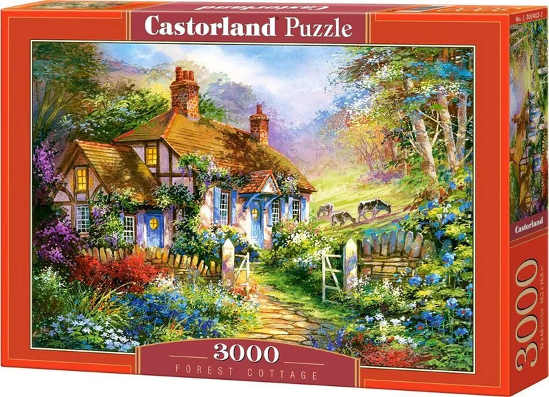 Puzzel – 3.000 stukjes – Satijnen afwerking – Perfecte pasvorm – Europese kwaliteit från Castorland, utgåva Forrest Cottage – kartong 1 av 2