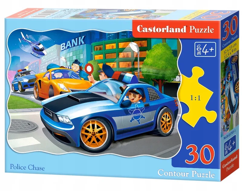 Puzzel 30 Stukken - Politie Achtervolging - Vanaf 4 Jaar de Castorland, édition Multicolore – boîte