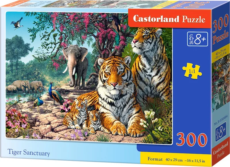 Puzzel – 300 stukjes – Tijgers – Premium kwaliteit fra Castorland, Tiger Sanctuary-udgave – æske