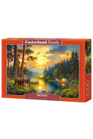Puzzel – 3000 stukjes – Satijnen afwerking – Perfecte pasvorm – Europese kwaliteit from Castorland, Sunset over Forest River edition – box 2 of 2