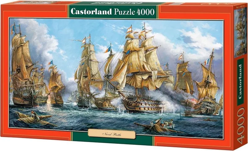 Puzzel – 4.000 stukjes – Satijnen afwerking – Perfecte pasvorm – Europese kwaliteit fra Castorland, Naval Battle-udgave – æske 1 af 2