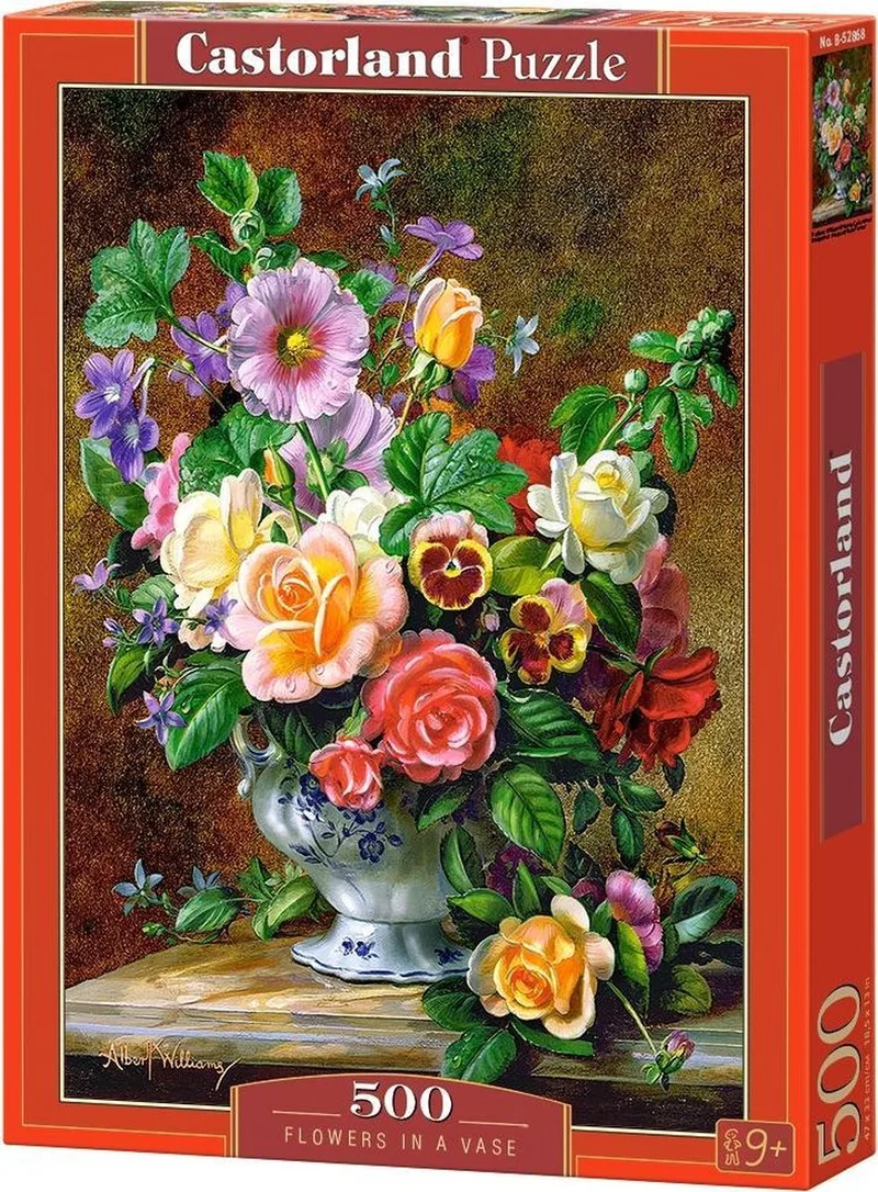 Puzzel – 500 stukjes – Satijnen afwerking – Perfecte pasvorm – Europese kwaliteit fra Castorland, Flowers in a Vase-udgave – æske 1 af 2