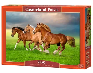 Puzzel – 500 stukjes – Satijnen afwerking – Perfecte pasvorm – Europese kwaliteit van Castorland, editie Horses in Spring Rush – doos 2 van 2