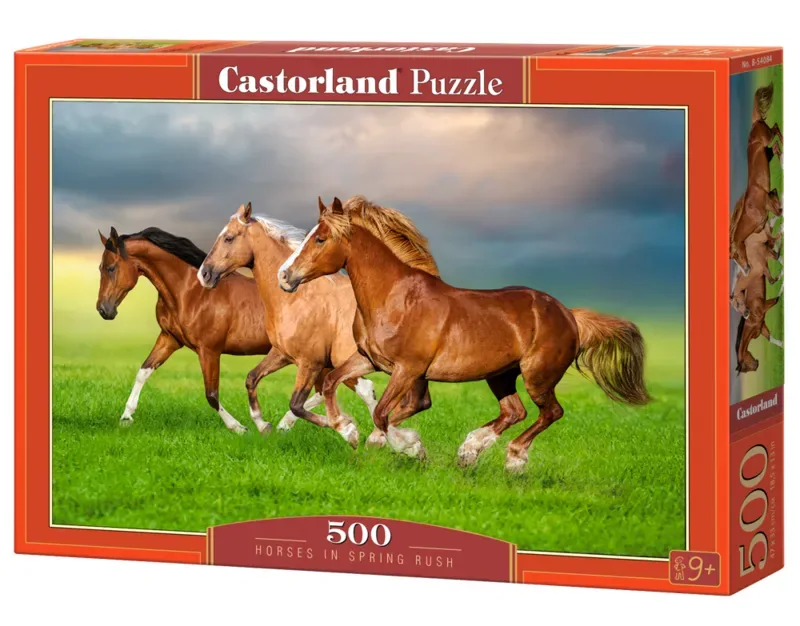 Puzzel – 500 stukjes – Satijnen afwerking – Perfecte pasvorm – Europese kwaliteit van Castorland, editie Horses in Spring Rush – doos 2 van 2