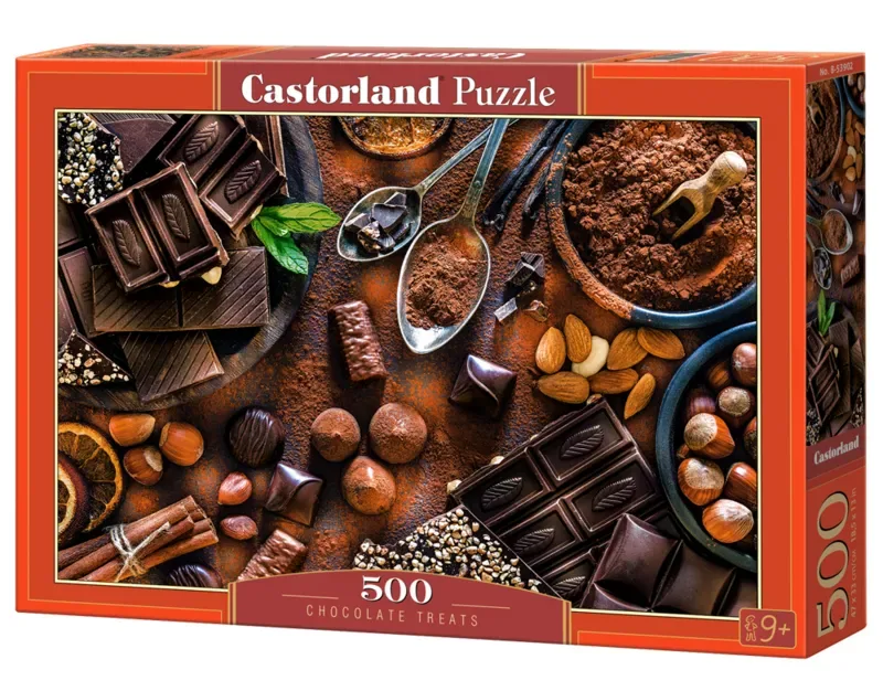 Puzzel – 500 stukjes – Satijnen afwerking – Perfecte pasvorm – Europese kwaliteit fra Castorland, Chocolate Treats-udgave – æske 2 af 2