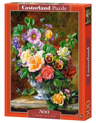 Puzzel – 500 stukjes – Satijnen afwerking – Perfecte pasvorm – Europese kwaliteit fra Castorland, Flowers in a Vase-udgave – æske 2 af 2