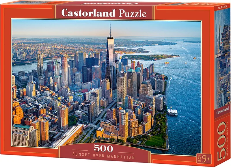 Puzzel – 500 stukjes – Satijnen afwerking – Perfecte pasvorm – Europese kwaliteit von Castorland, Ausgabe Sunset over Manhattan – Schachtel 1 von 2