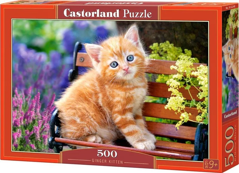 Puzzel – 500 stukjes – Satijnen afwerking – Perfecte pasvorm – Europese kwaliteit fra Castorland, Ginger Kitten-udgave – æske 1 af 2