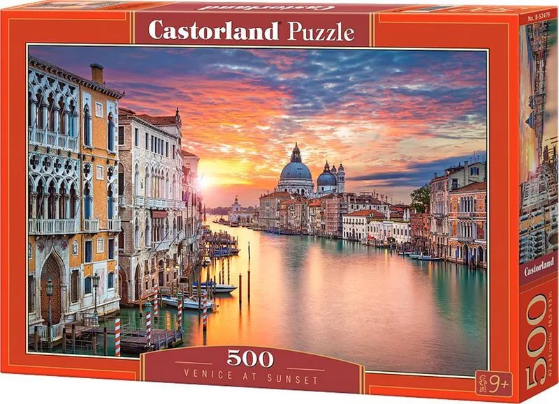 Puzzel – 500 stukjes – Satijnen afwerking – Perfecte pasvorm – Europese kwaliteit fra Castorland, Venice at Sunset-udgave – æske