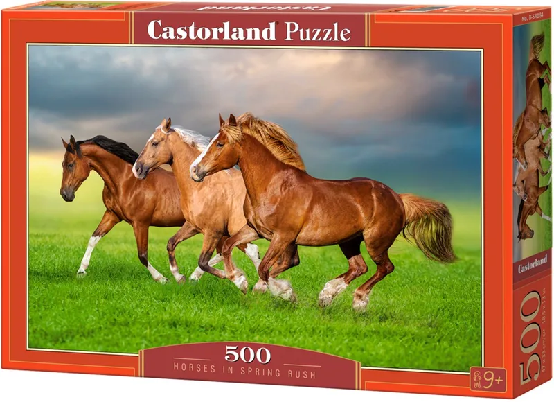 Puzzel – 500 stukjes – Satijnen afwerking – Perfecte pasvorm – Europese kwaliteit van Castorland, editie Horses in Spring Rush – doos 1 van 2