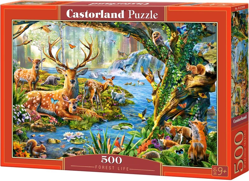 Puzzel – 500 stukjes – Satijnen afwerking – Perfecte pasvorm – Europese kwaliteit fra Castorland, Forest Life-udgave – æske 1 af 2