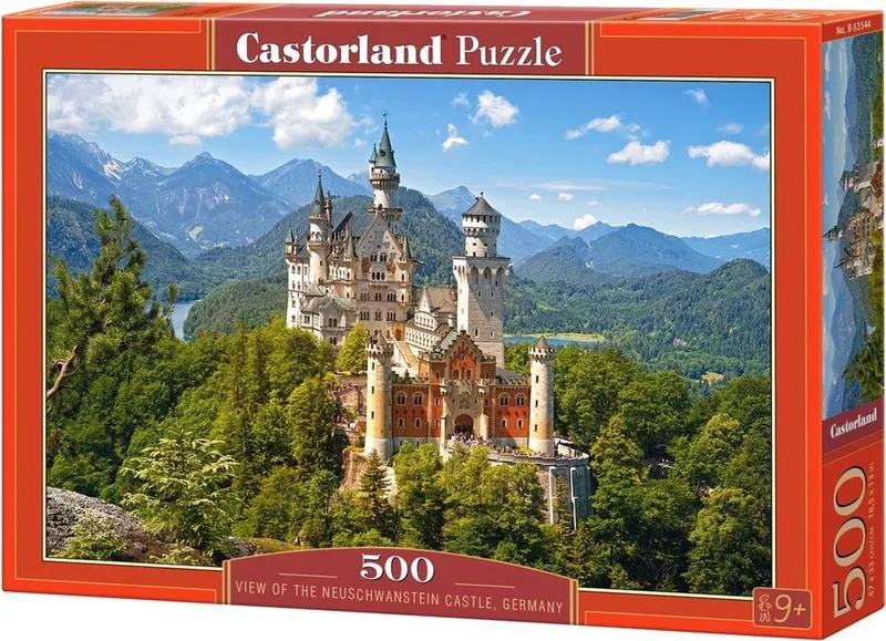 Puzzel – 500 stukjes – Satijnen afwerking – Perfecte pasvorm – Europese kwaliteit fra Castorland, View of the Neuschwanstein Castle Germany-udgave – æske