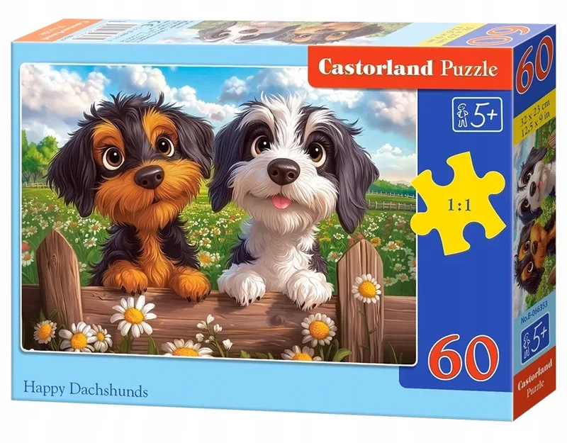 Puzzel 60 Elementen: Vrolijke Honden van Castorland – doos