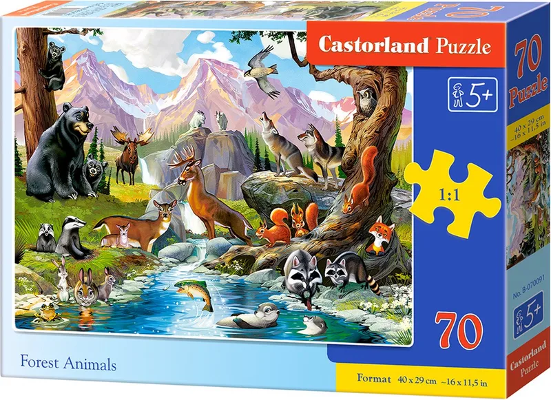 Puzzel – 70 stukjes – Dieren – Premium kwaliteit van Castorland, editie Forest Animals – doos