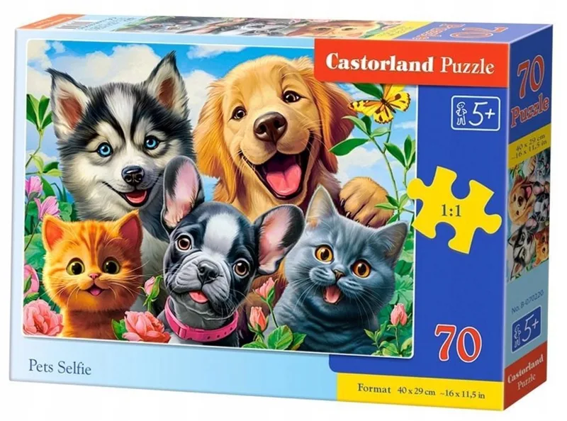 Puzzel 70 Stukjes - Huisdieren Selfie van Castorland – doos