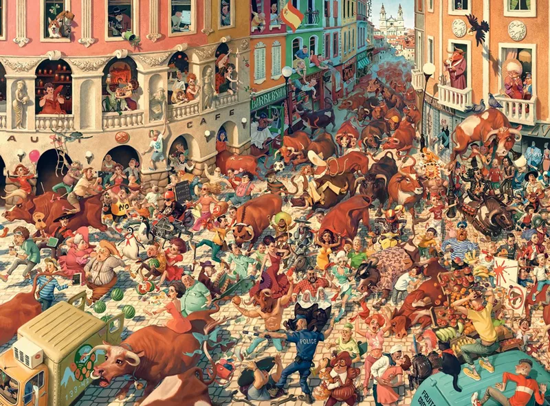 puzzel Bull Run in Pampeluna - 3000 stukjes legpuzzel. van Castorland, editie Meerkleurig – doos