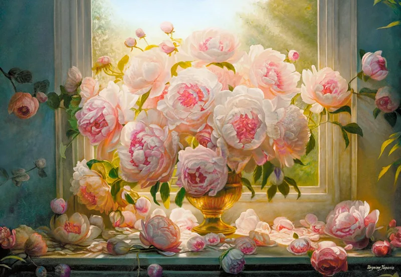 puzzel Hot Summer Peonies - 1000 stukjes bloemen. de Castorland, édition Multicolore – boîte 1 sur 2