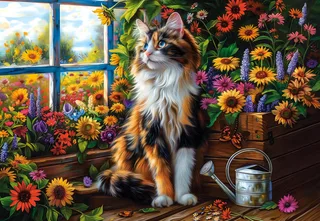 puzzel kat bloemen 1000 stukjes meditatie kleurrijk. från Castorland, utgåva Flerfärgad – kartong 1 av 2
