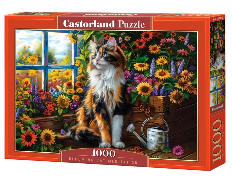puzzel kat bloemen 1000 stukjes meditatie kleurrijk. från Castorland, utgåva Flerfärgad – kartong 2 av 2
