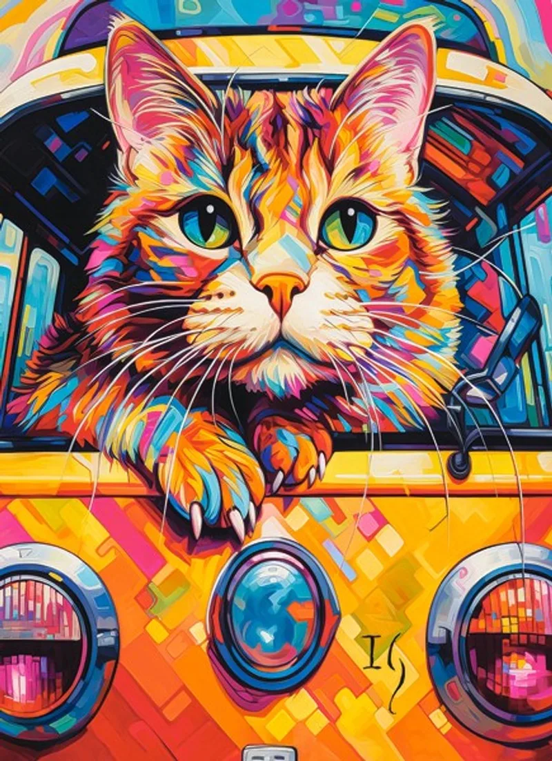puzzel katten busreis - 100 stukjes speelgoed puzzel. van Castorland, editie Meerkleurig – doos