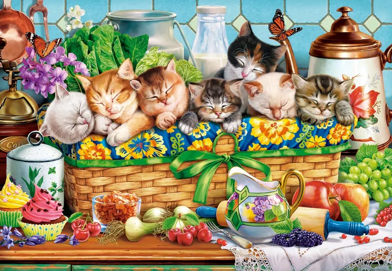 puzzel katten legpuzzel - 1000 stukjes - kleurrijk speelgoed. van Castorland, editie Meerkleurig – doos