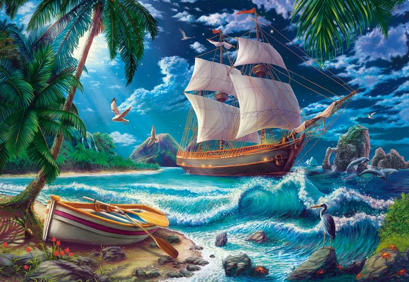 puzzel legpuzzel Erste Nacht auf Neuland - 1500 stukjes. fra Castorland, Flerfarvet-udgave – æske