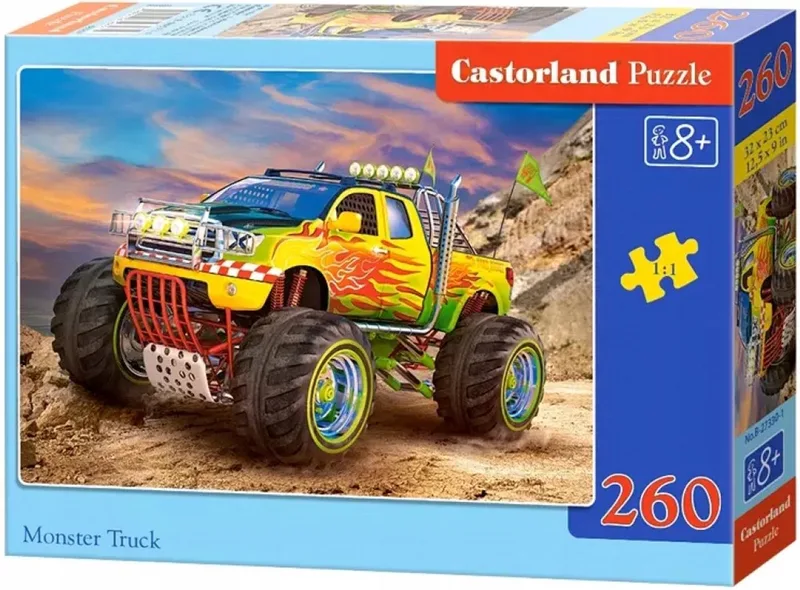 puzzel Monstertruck met 260 elementen van Castorland, editie Geel – doos
