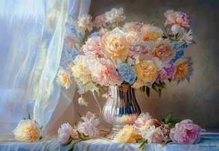 puzzel pastel pioenrozen 1500 stukjes speelgoed. de Castorland, édition Multicolore – boîte 1 sur 2