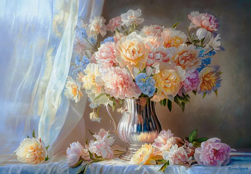 puzzel pastel pioenrozen 1500 stukjes speelgoed. de Castorland, édition Multicolore – boîte 1 sur 2