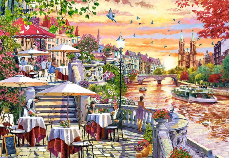 puzzel Romantische Stad Zonsondergang - 1000 stukjes legpuzzel. from Castorland, Multicolour edition – box 1 of 2