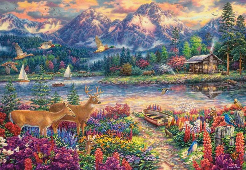 puzzel Spring Mountain Majesty - 1500 stukjes legpuzzel. van Castorland, editie Meerkleurig – doos